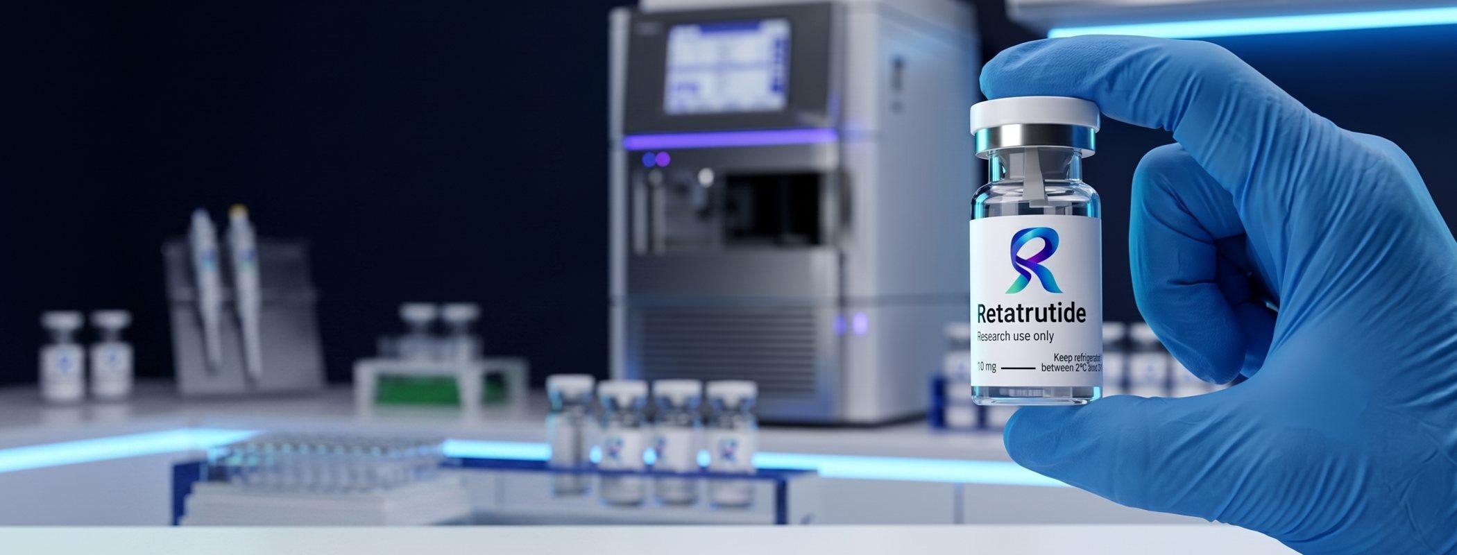 Retatrutide vial and certificate of analysis in the testing laboratory